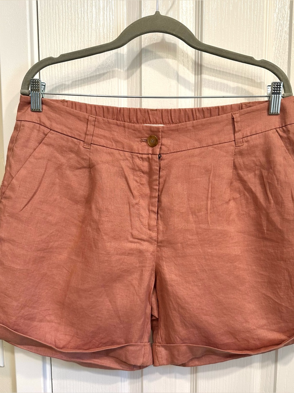 LOFT 100% Linen Dusty Rose Cuffed Shorts w Pockets Size 10 NWT - Picture 11 of 11